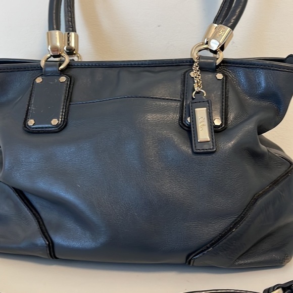 Cole Haan slate blue/grey Womens Shoulder Purse Crossbody Strap Gold Details - Picture 3 of 15